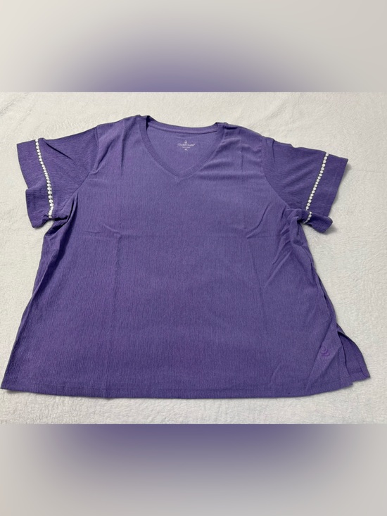 Cuddl Duds Tops - Cuddl Duds Crepe Knit V-neck Top Purple Size XL